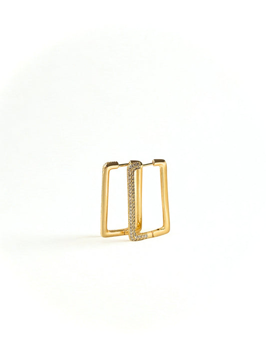 Dikdörtgen Taşlı Küpe